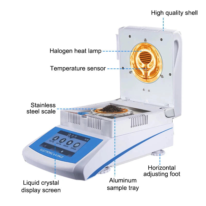 Moisture Analyzer Touch screen Hi Accuracy Halogen