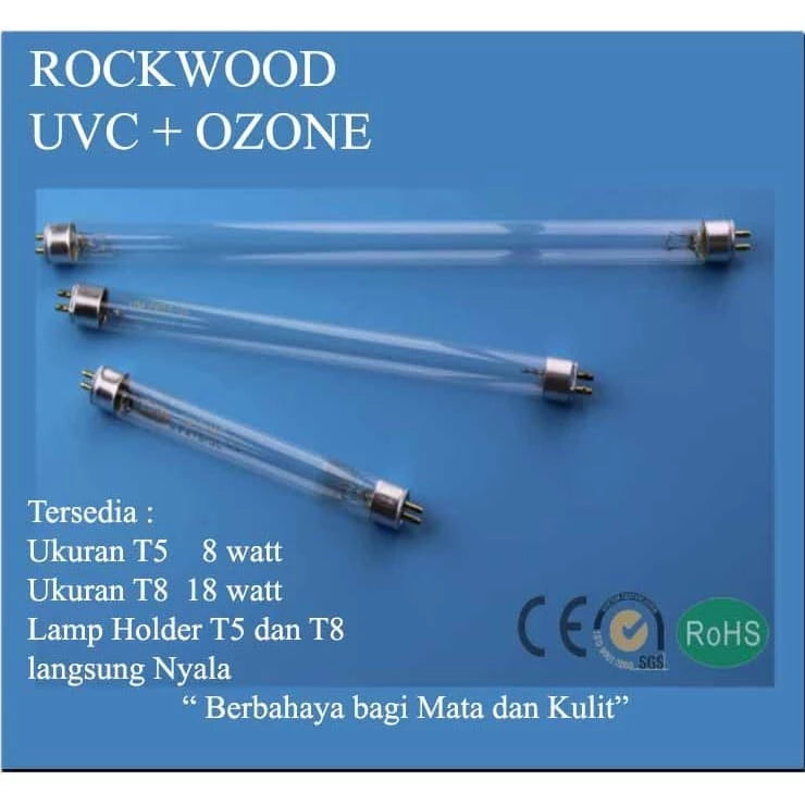 Lampu UVC Plus Ozone T8 tahan lama 18 watt Germicidal Rockwood