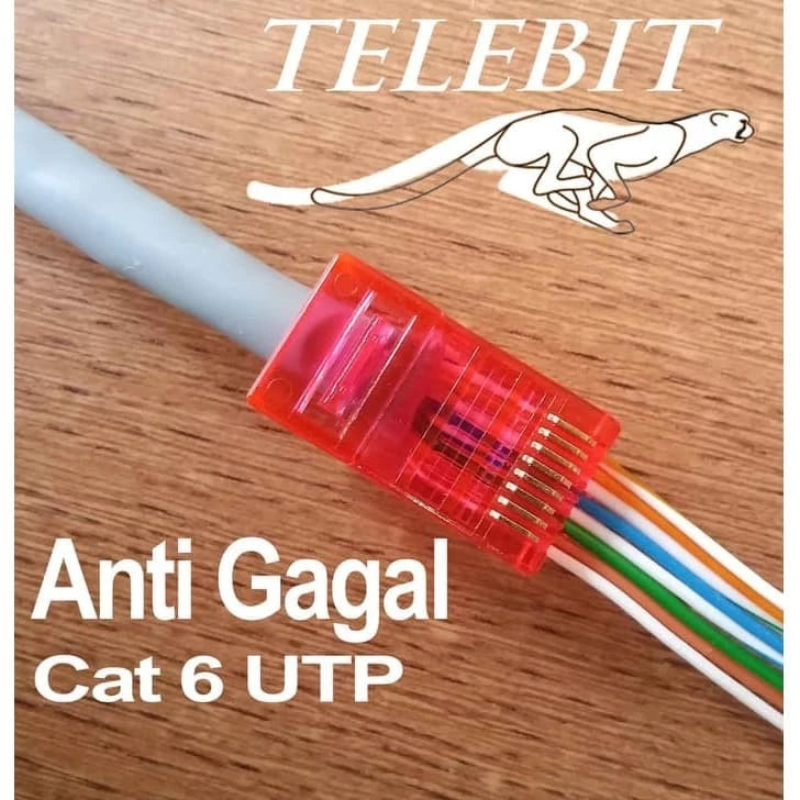 Konektor RJ45 Gold Plated UTP CAT 6 TELEBIT Anti Gagal Harga Satuan