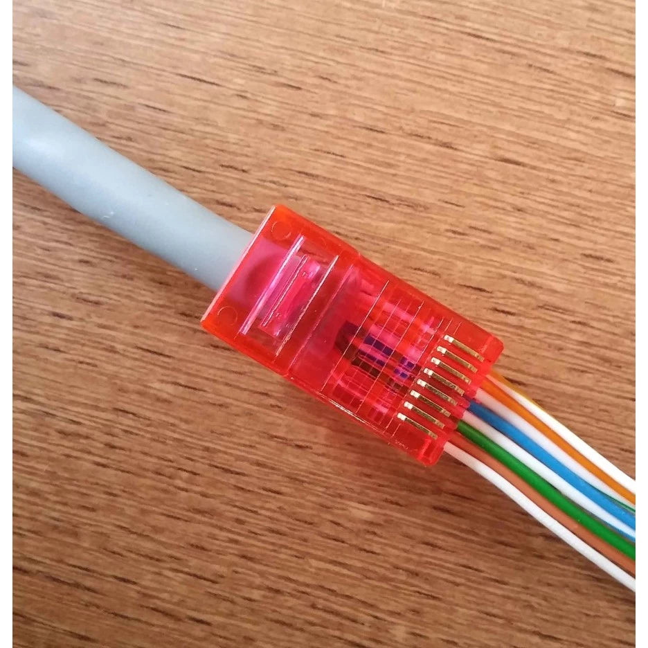 Konektor RJ45 Gold P Kecepatan 1 Gbps CAT 6 TELEBIT Crimp anti gagal