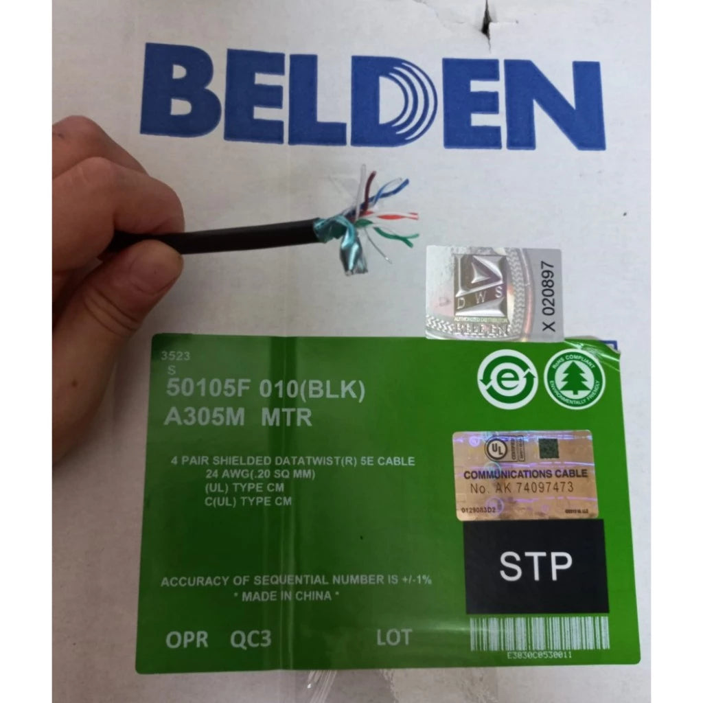 Kabel Belden CABLE CAT 5E STP/FTP 10/100 Mbps 50105F WARNA HITAM